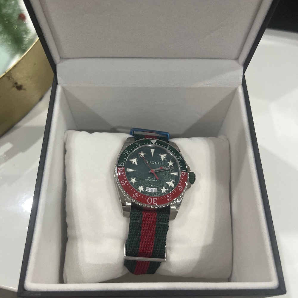 Gucci Dive 40MM Stainless Steel & Web Strap Watch